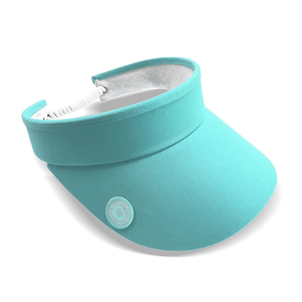 Surprizeshop Womens Golf Visor | Telephone Wire | Built in Magnet | Hand Enamelled 25mm Ball Marker | Rigid Peak | Multiple Colours | Golf Visor | Tennis Visor (Ocean Blue)