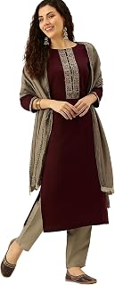 Amazon Brand - Tavasya Women Floral Embroidery Work Kurta Set | Salwar Suit | Ethnic Wear Price In India