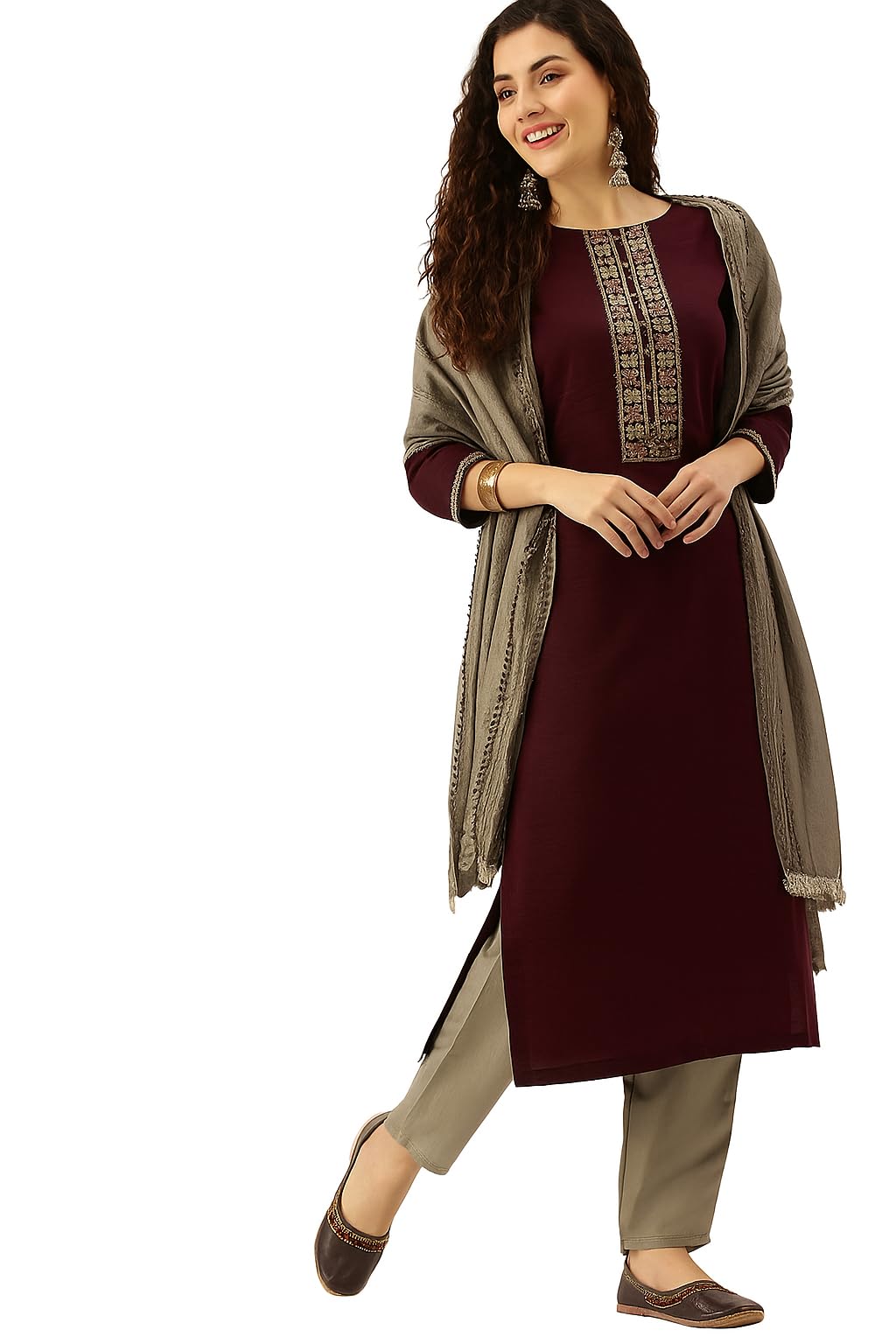 Women's Polyester Solid Floral Embroidery Work Kurta Set | Salwar Suit | Ethnic Wear-image-44