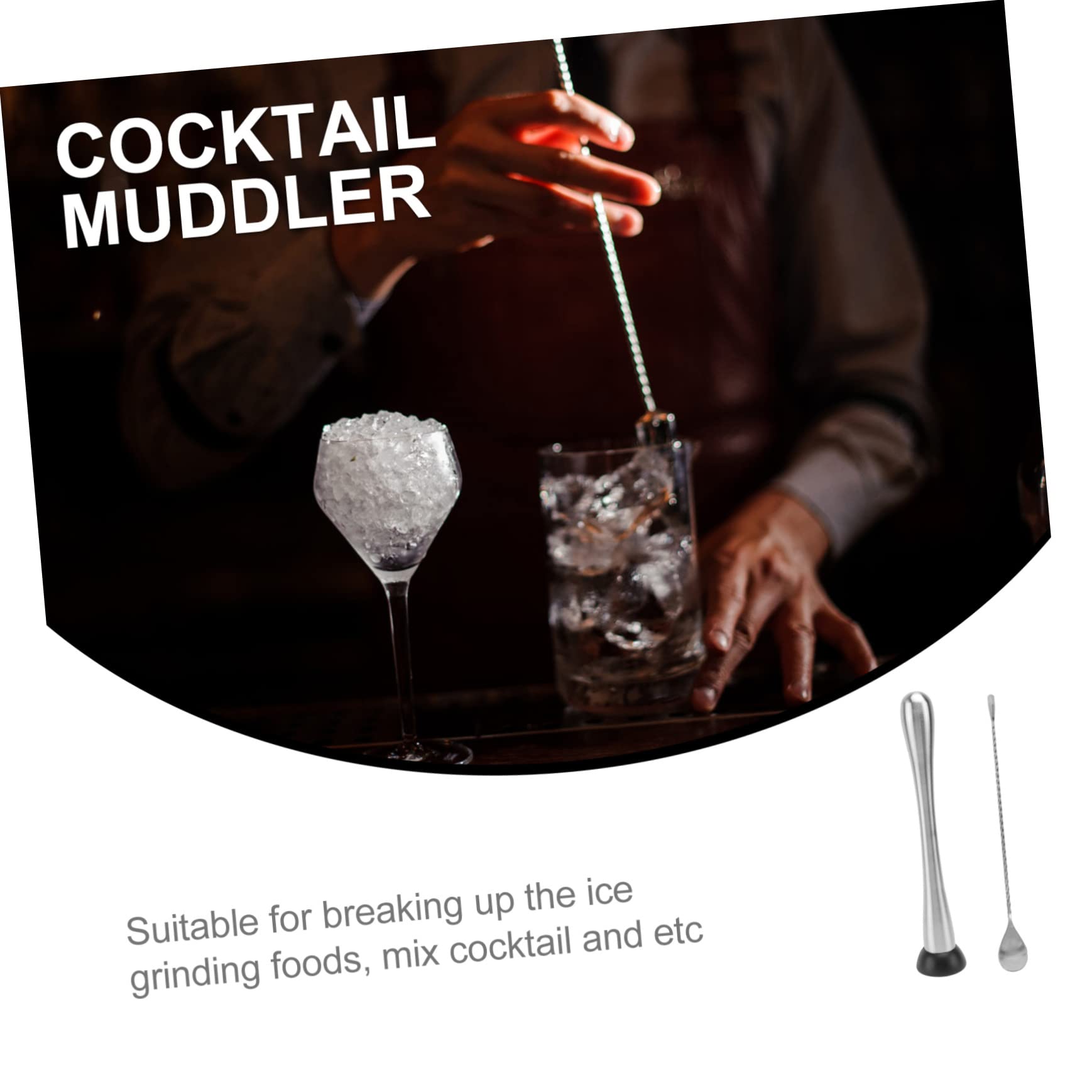 4 Pcs Stainless Steel Popsicles Cocktail Muddler Grinding Rods Garlic Masher Food Muddler Stainless Steel Pestle Ice Hammer Mixing Spoon Grinding Stick