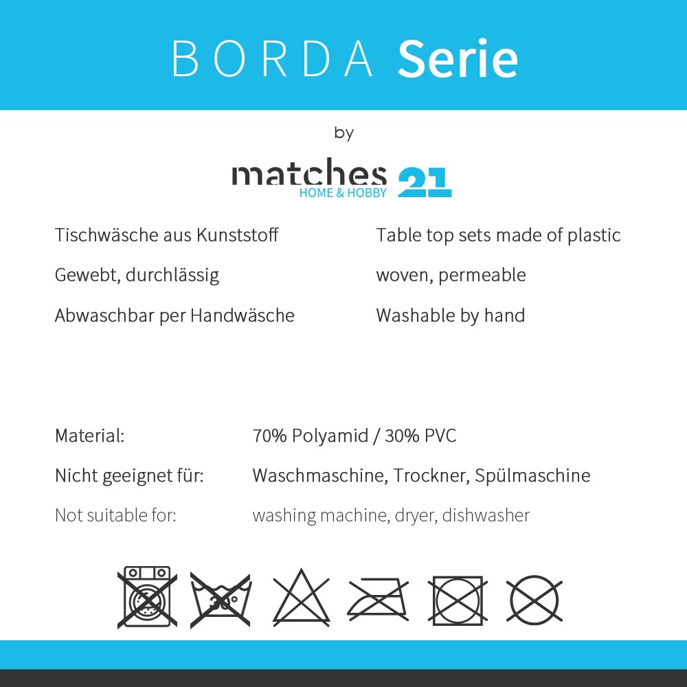 Uso matches21 Tovaglietta Set di Tovagliette borda Piazza Matte Verde Chiaro Kiwi gewebt plastica 1 PZ. 46 x 33 cm Tovaglietta esstischunterlage vom biancheria da tavola Spezialist