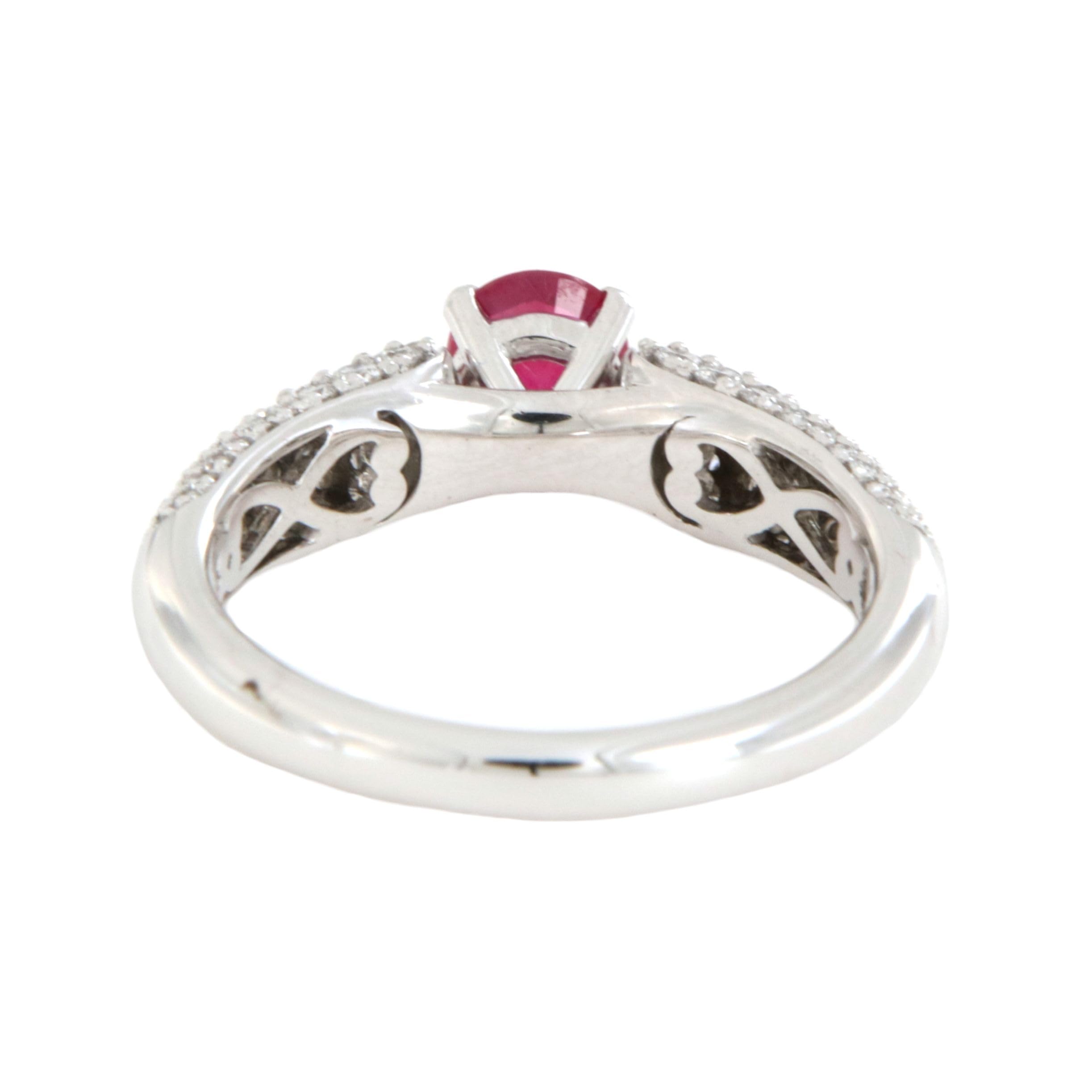 Anello Solitario Rubino Pavè Diamanti Crivelli