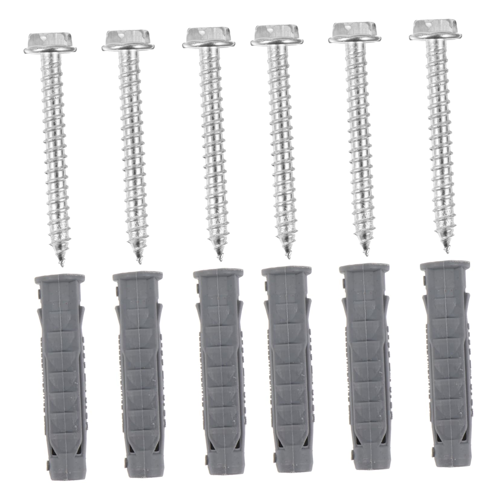 MUSISALY Carbon Steel Screw Steel Drywall Anchor Kit 6pcs Plastic Ribbed Wall Anchors Self Drilling Anchor for Tv Wall Mount Corrosion Resistance