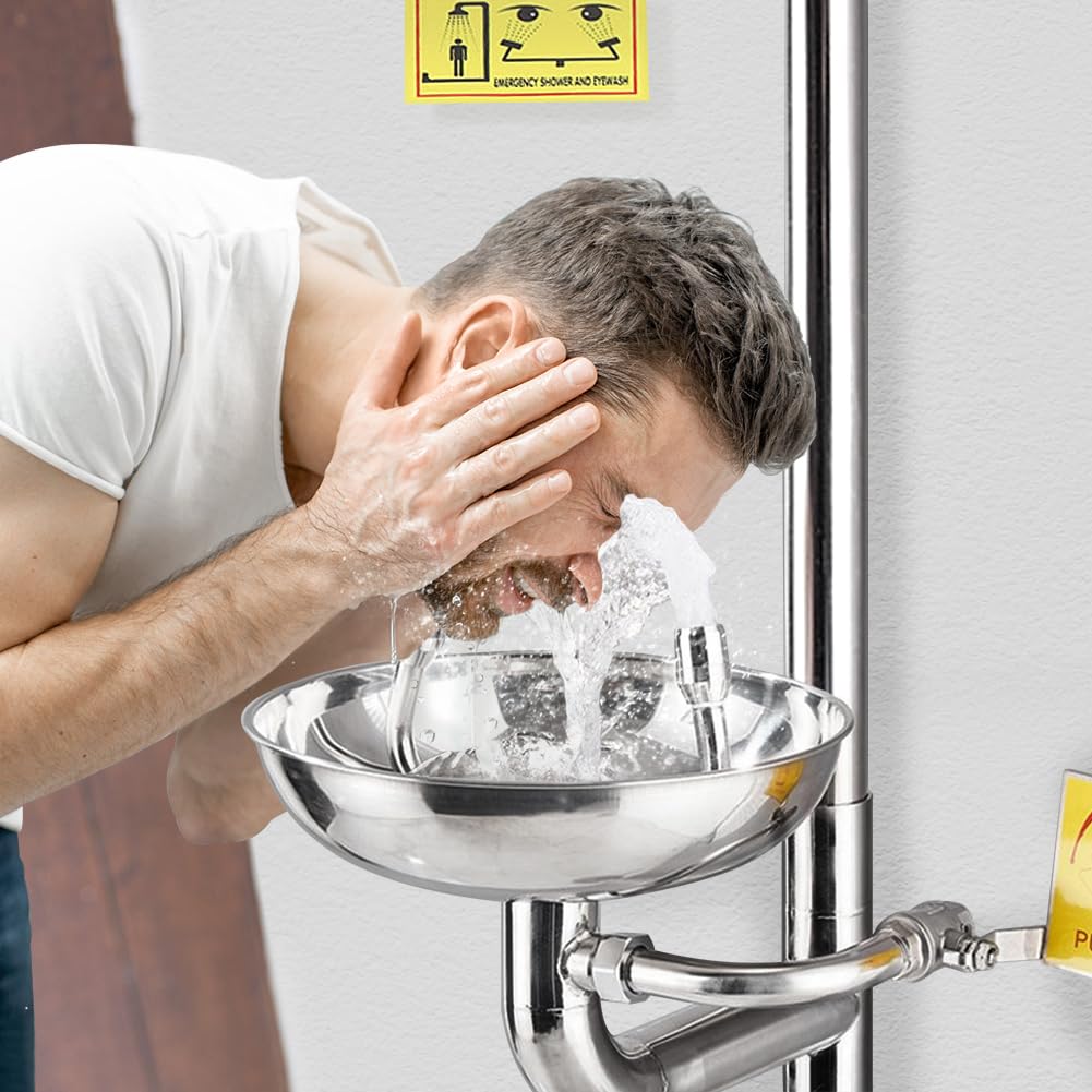 Station de Lavage des Yeux en Acier Inoxydable 304, Douche D'urgence, Station de Lavage des Yeux D'urgence avec Douche, Ensemble de Douche Oculaire de Laboratoire