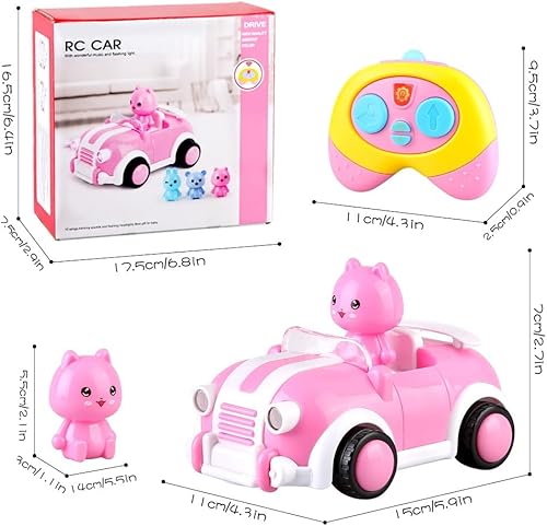 Miniatura 7 de kramow Juguetes para niñas, autos de control remoto de dibujos animados, juguetes para niños y niños, auto de carreras RC para niños pequeños, mini