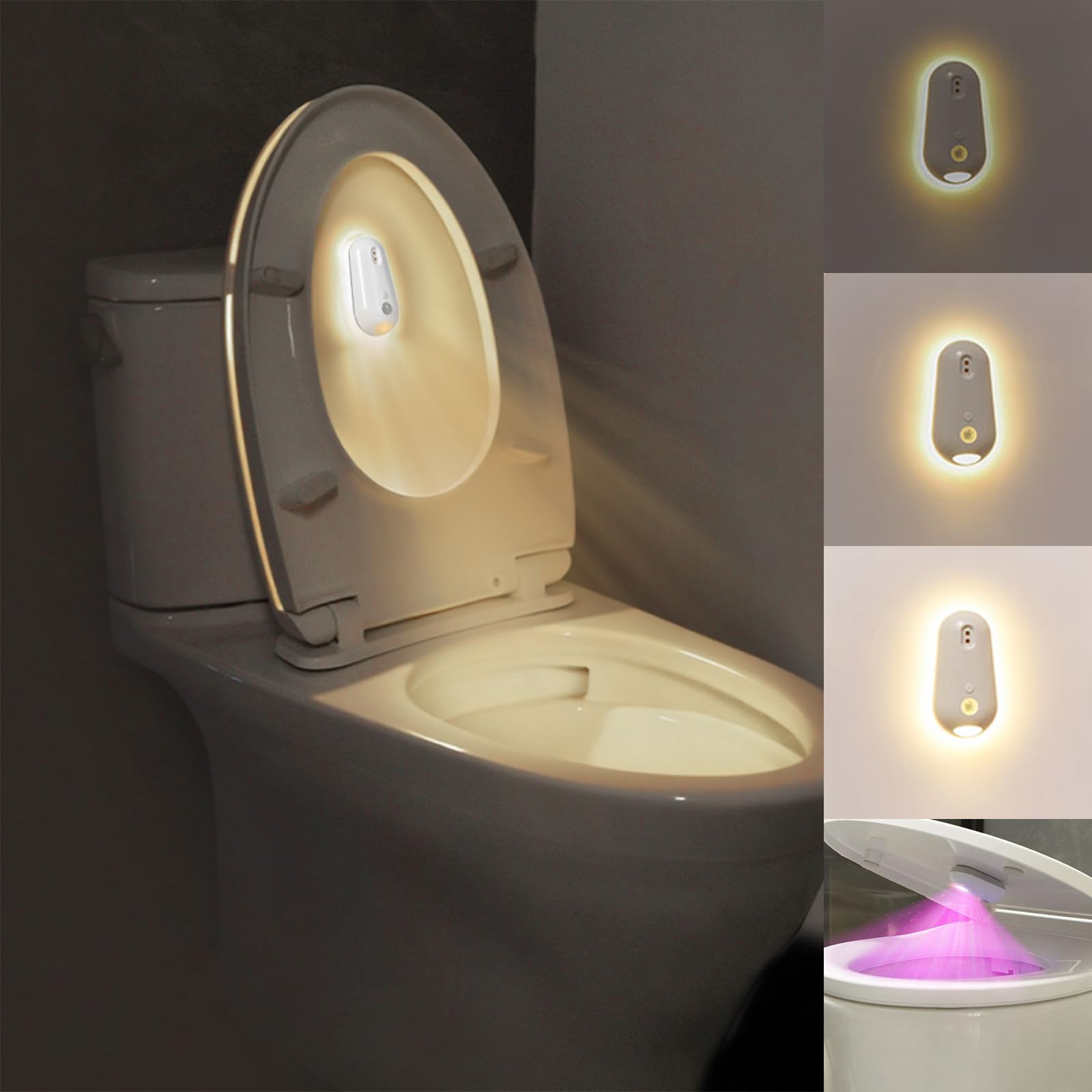 HOTUT Toilet Bowl Night Light, Motion Activated Toilet Night Light, Warm White, USB Chargeable Bowl Seat Lamp
