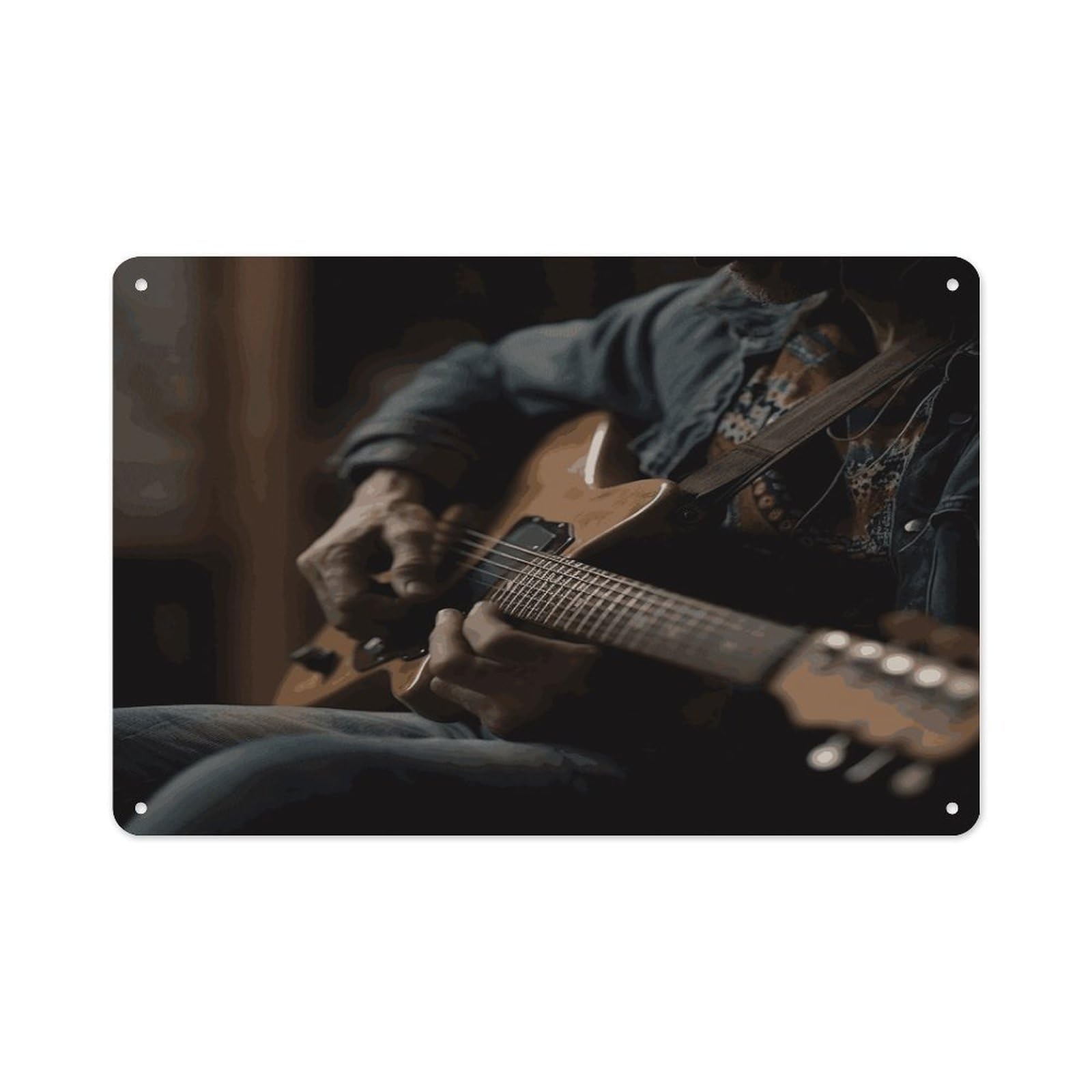 Btcowzrv Style Guitar Player Metal Sign 7.9 X 11.8 Inch, Aluminum Sign Wall Art Decor Easy To Install, Decorative Plaque For Home Bar Kitchen Pub Shop Garage