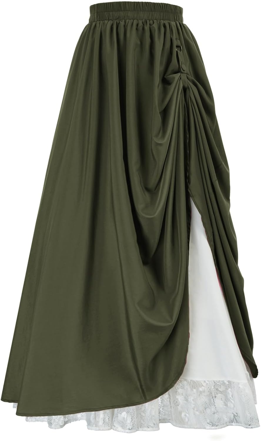 Scarlet Darkness Women's Renaissance Maxi Skirt Medieval Plus Size Double Layered Long Victorian Pirate Costume Skirts