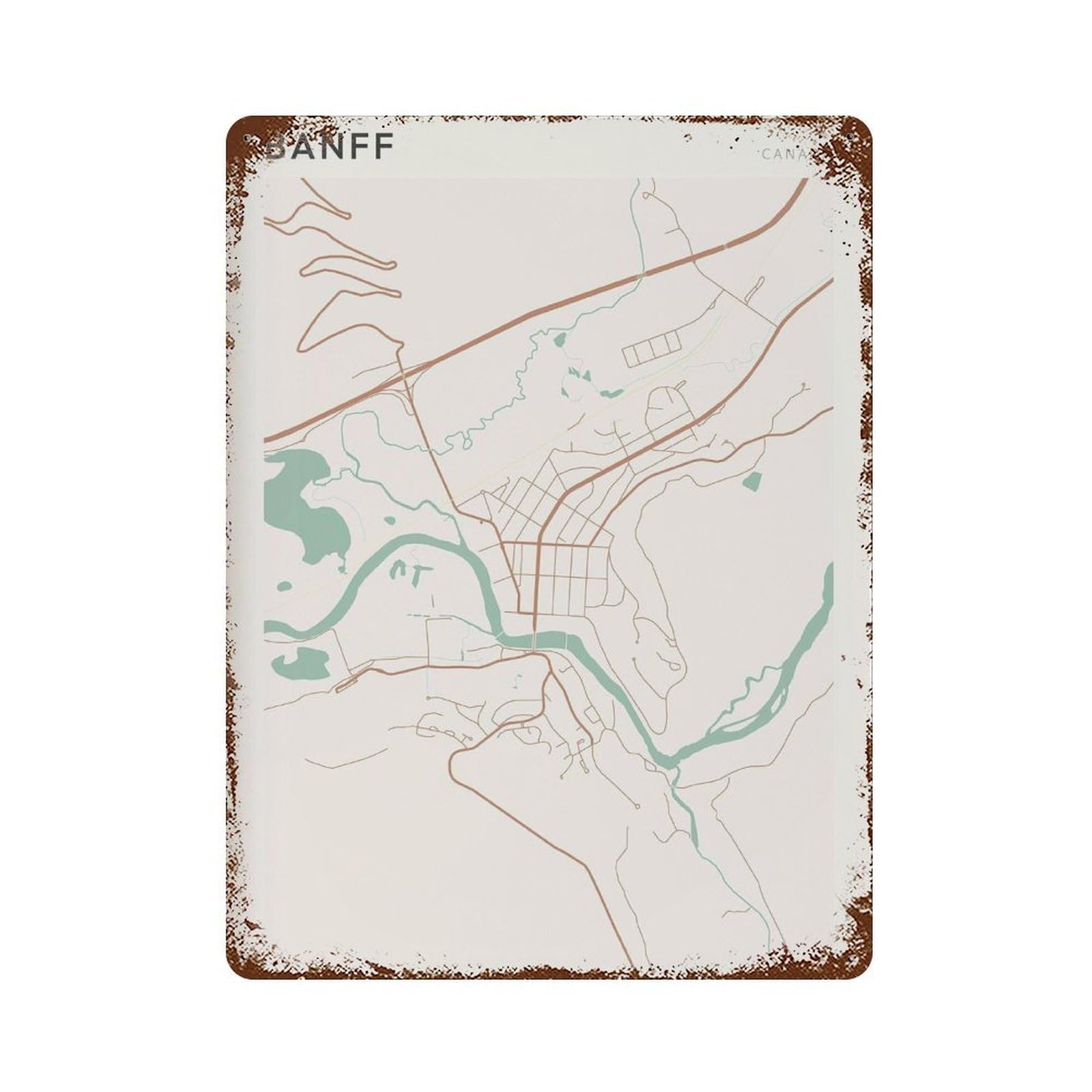 xiaoxiaoshen Banff Map City Canada Alberta Travel of (2) Wall Decor Art Metal Tin Poster Modern Home Decor Art Home Bar Shop Decorations Vintage Sign 40x30cm