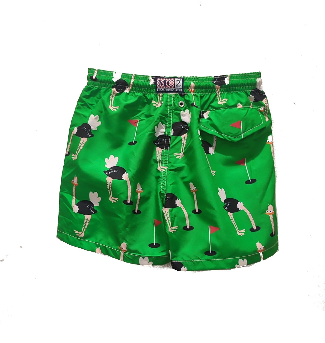 Saint Barth MC2 Costume Boxer Verde Stampa Struzzo