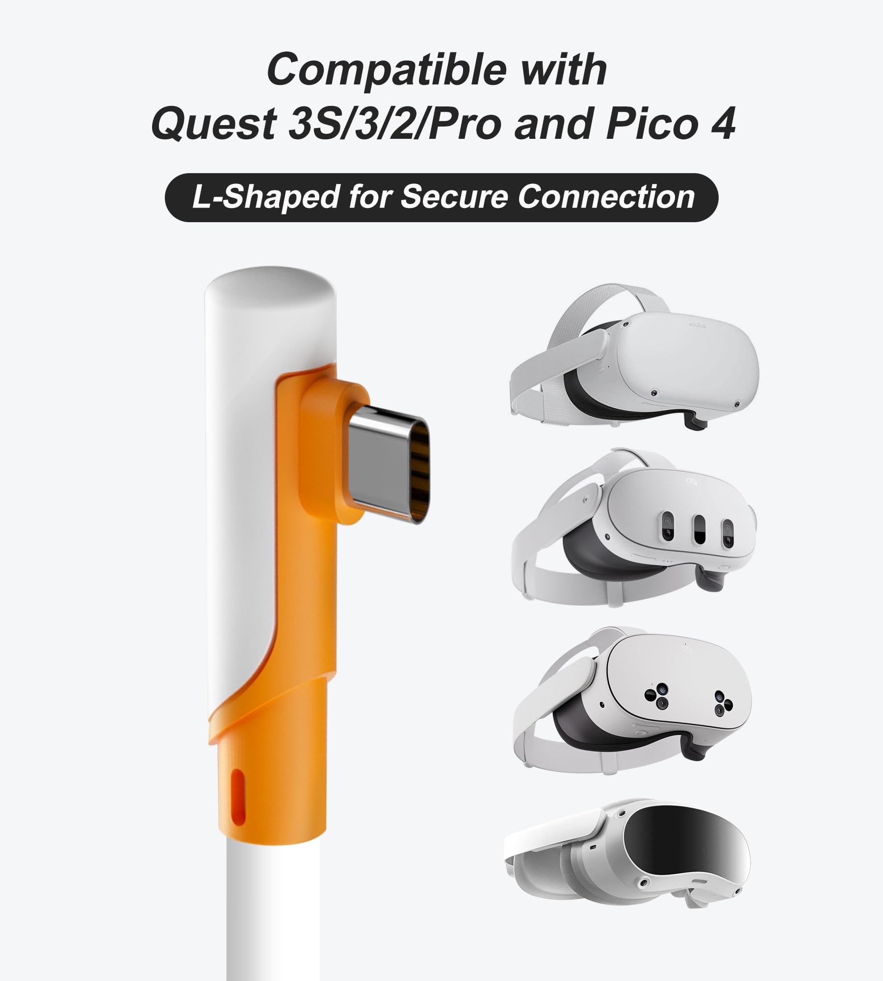 TRANSNOVO Link Kabel kompatibel mit Meta/Oculus Quest 3/2 Zubehör und PC/Steam VR, 5m/16FT aufgerüstetes Typ-C Kabel mit USB 3.0 Adapter, Hochgeschwindigkeits Datentransfer kabel Schwarz