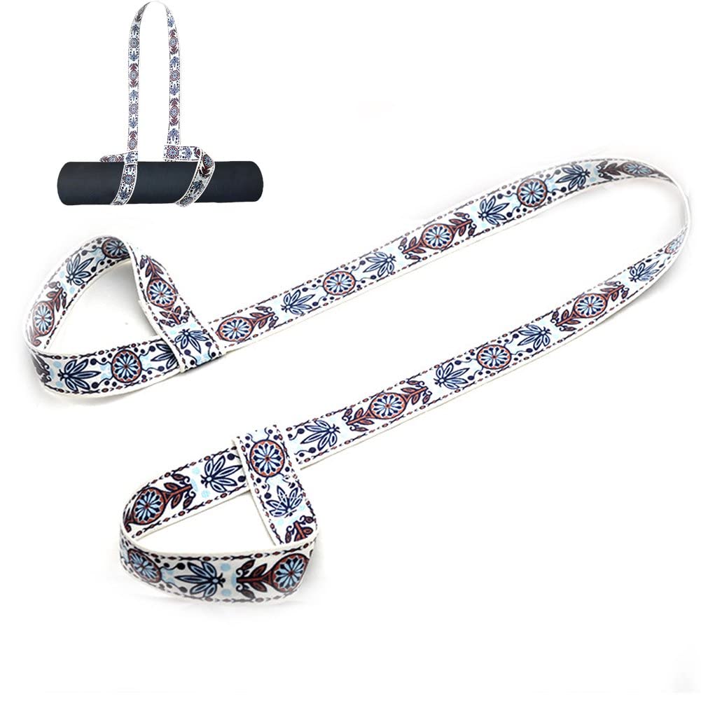 Wudaizhi Style2 Yoga Carry Strap Adjustable Printed Yoga Mat Strap Elastic Belt Holder Strap Shoulder Carrier Fitness Stretching Strap Belt