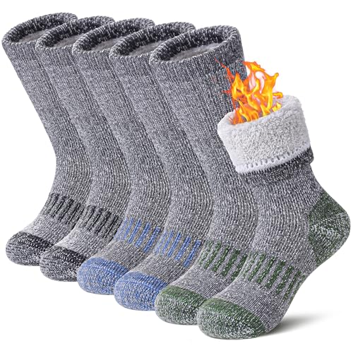 Kids Wool Hiking Socks Boys Girls Merino Wool Socks Thermal Winter Warm Thick Cushion Cozy Boot Crew Socks