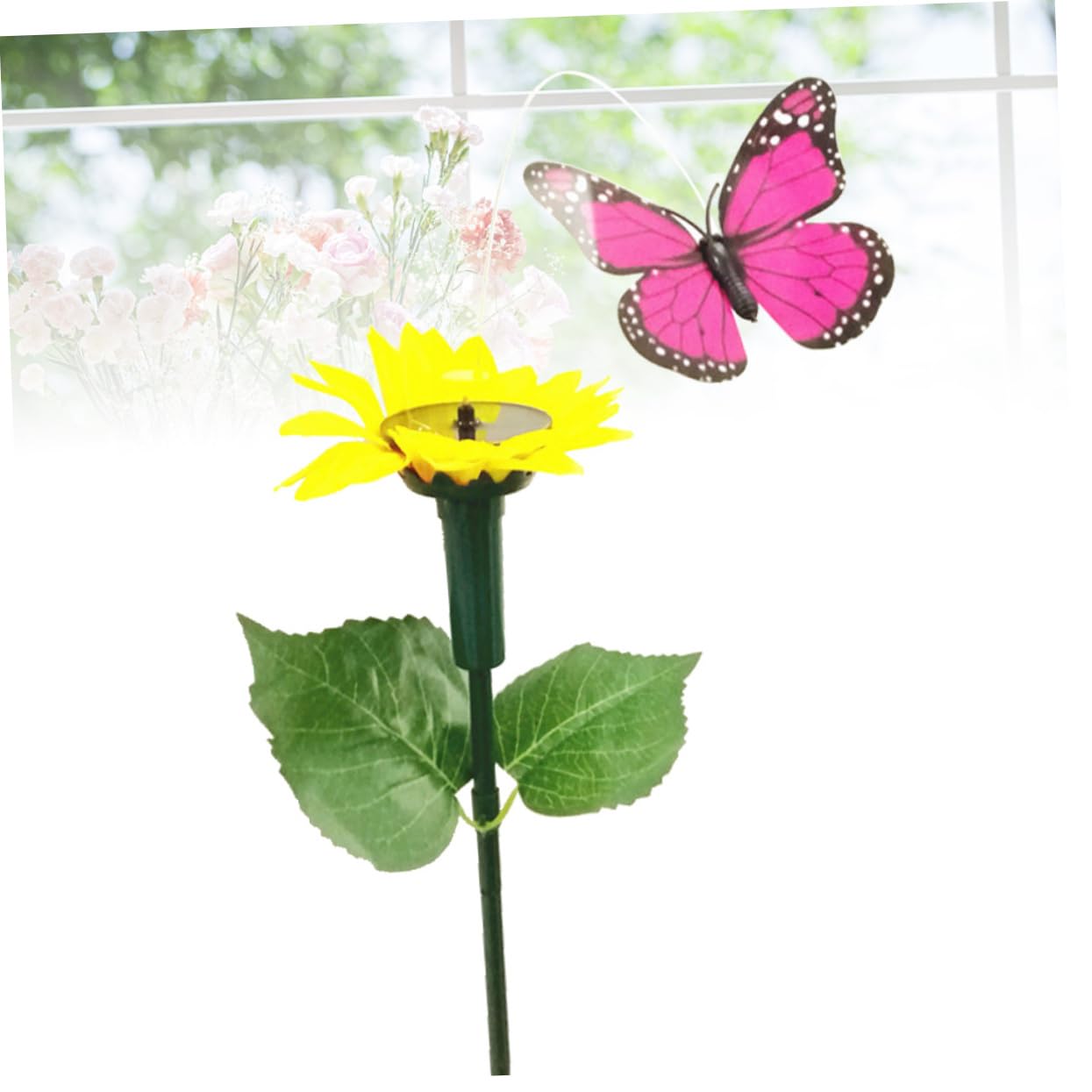 Happyyami Solar Flower Lights Solar-Powered Butterfly Decorative Landscape Lighting Energy Saving No Wiring (Battery Not Included) Random Color