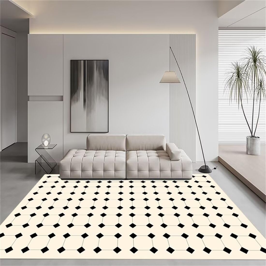 Tapis de couloir minimaliste à texture carrée haute densité moderne