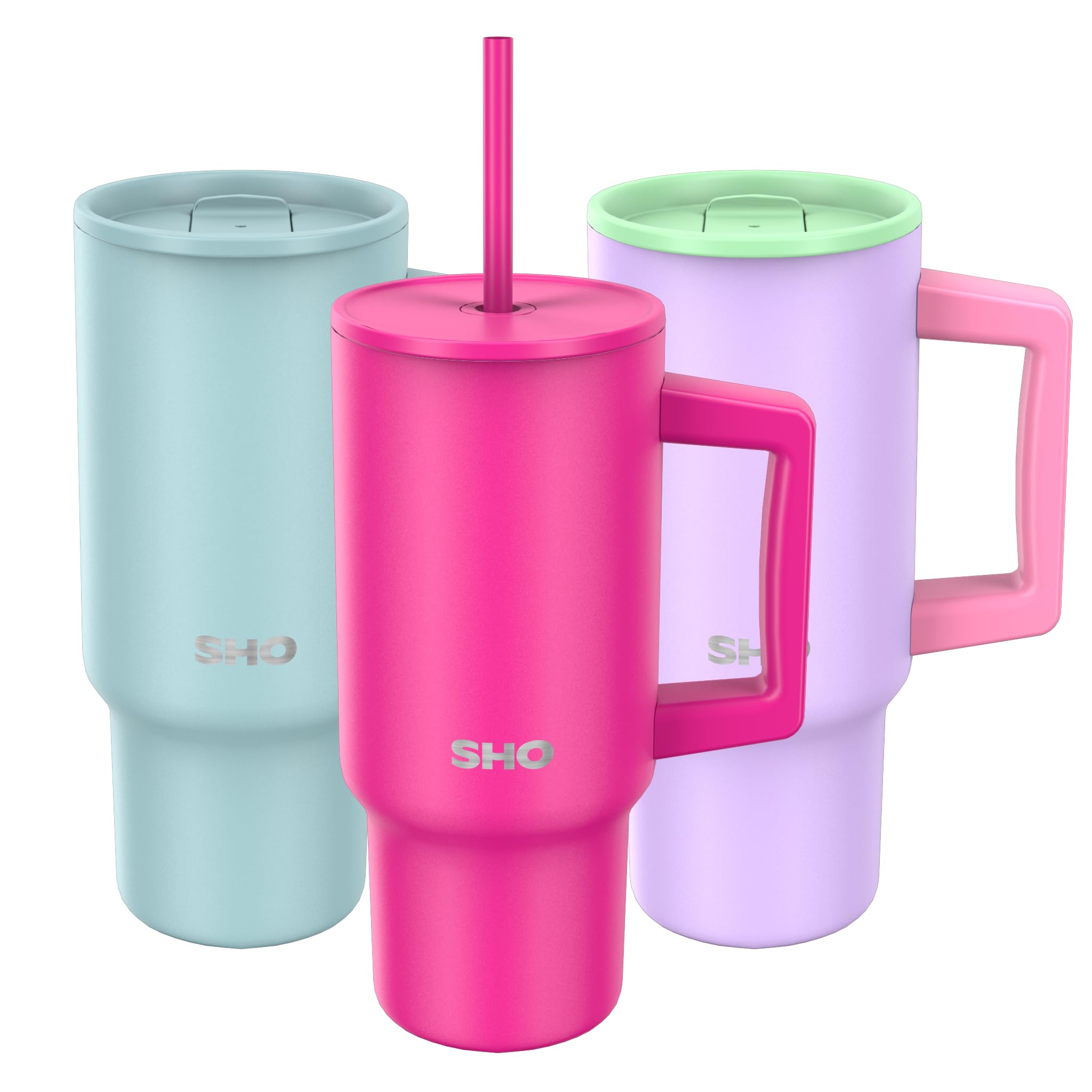 SHO XL Tumbler - Insulated Stainless Steel Reusable Water Bottle Iced Coffee Travel Mug with Handle, Straw Lid & Slider Lid - 900ml / 30 oz - Cold 24 Hours - Hot 12 Hours (Hot Hibiscus, 900ml) — image 1