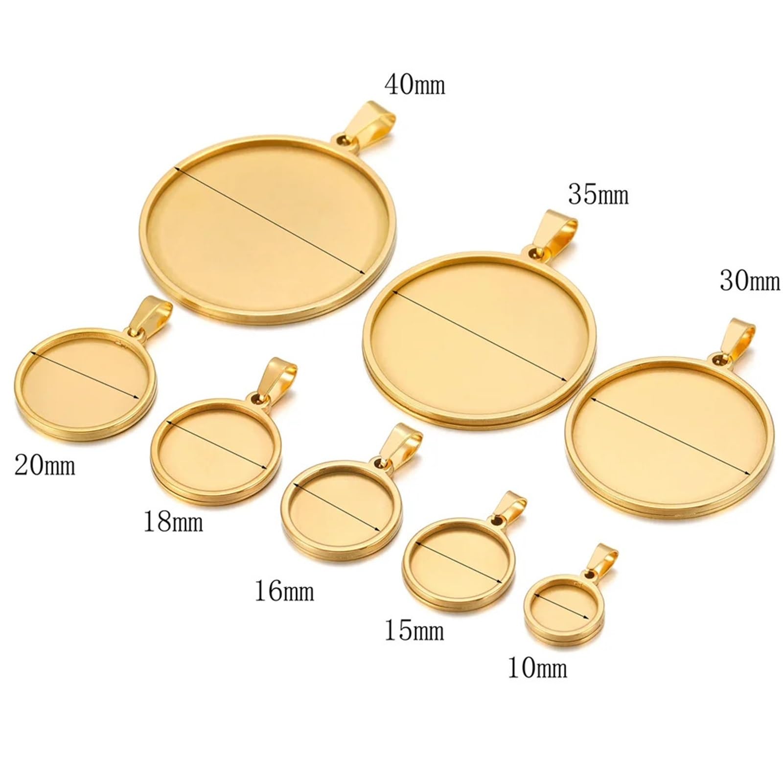 Supports pour pendentifs, Lunette camée cabochon vierge(Gold,30mm)