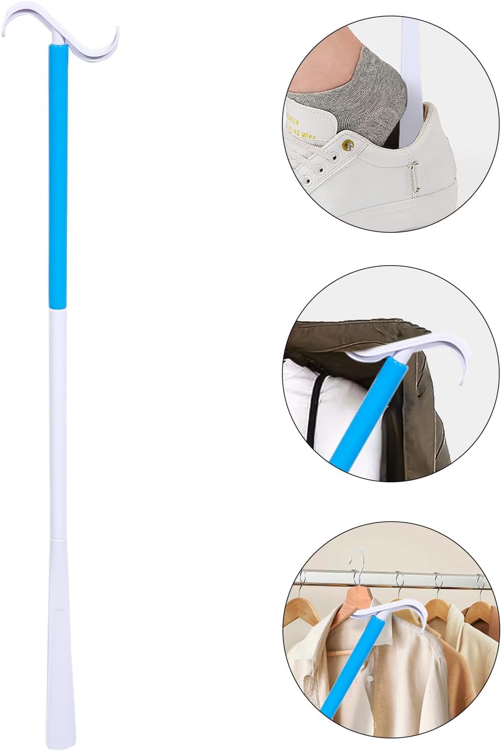 Detachable One Dressing Stick with Shoehorn and Sock Remover for Elderly Disabled Pregnant Women Lightweight Long Handle Aid for Easy Dressing and Shoe Assistance