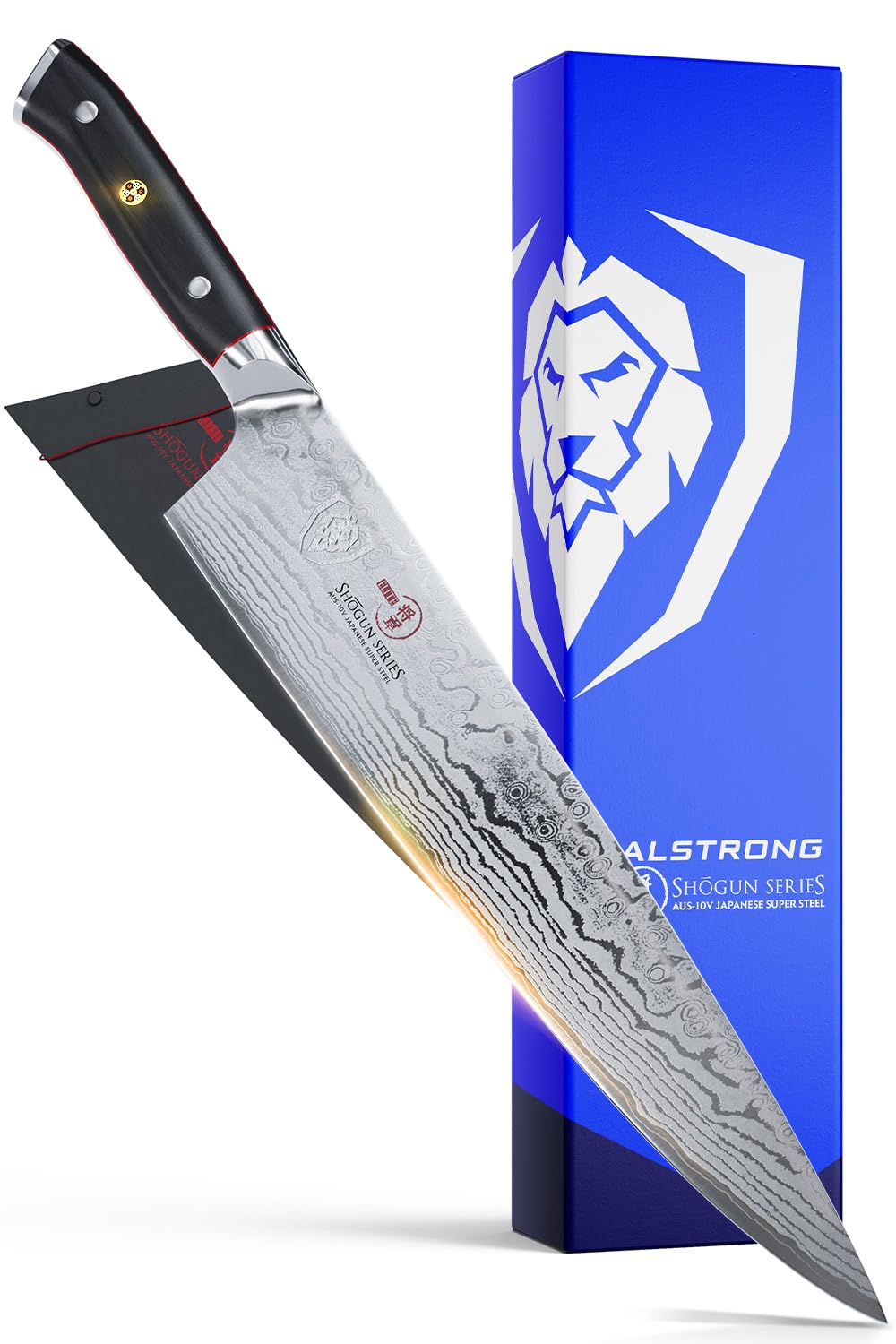 Dalstrong Chef Knife - 12 inch Long Blade - Shogun Series ELITE - Damascus - Japanese AUS-10V Super Steel Kitchen Knife - Black G10 Handle Cooking