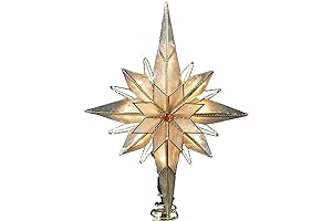 Kurt Adler Light 10-Inch Capiz Classical Multi-Pointed Bethlehem Star Treetop, Ivory