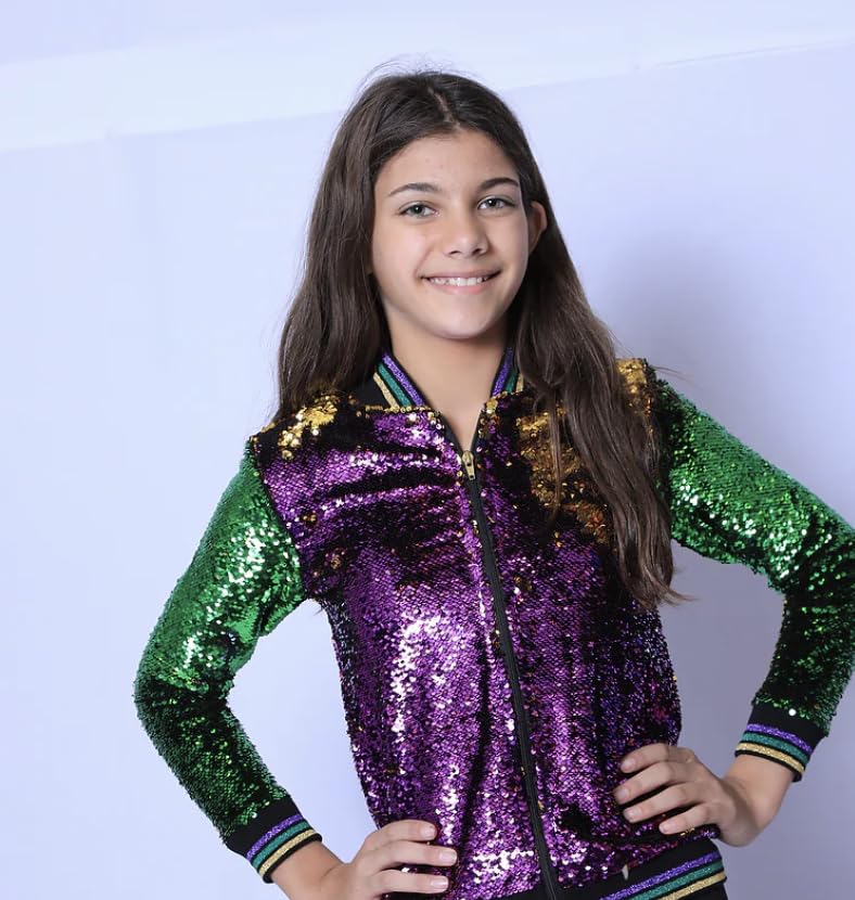 Purple, Green, and Gold Classic Mardi Gras Youth Jacket4