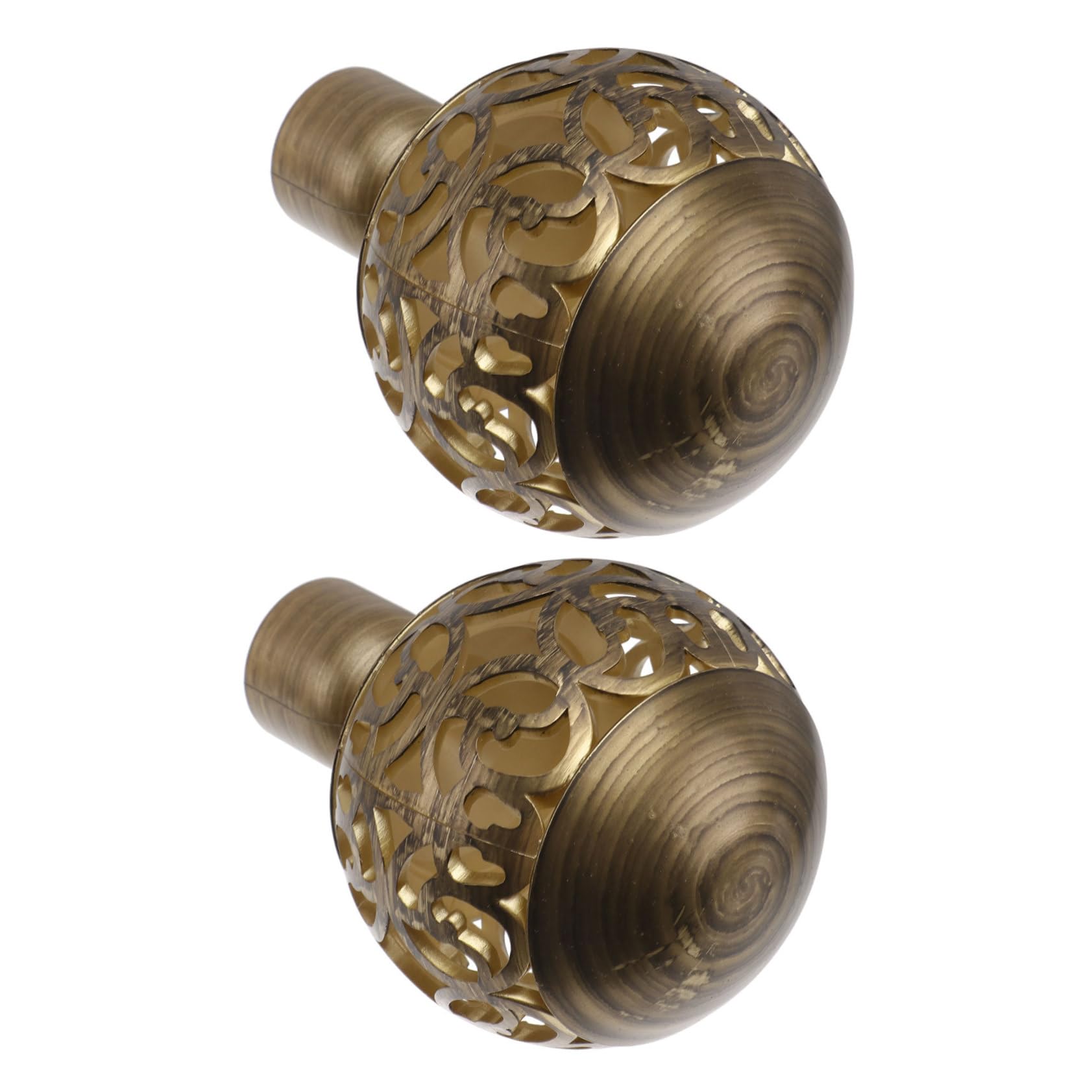 Cabilock 2pcs Decorative Curtain Rod Ends Elegant Floral Design Finials Easy Installation Curtain Accessories for Home Decor Hollow Ball Style
