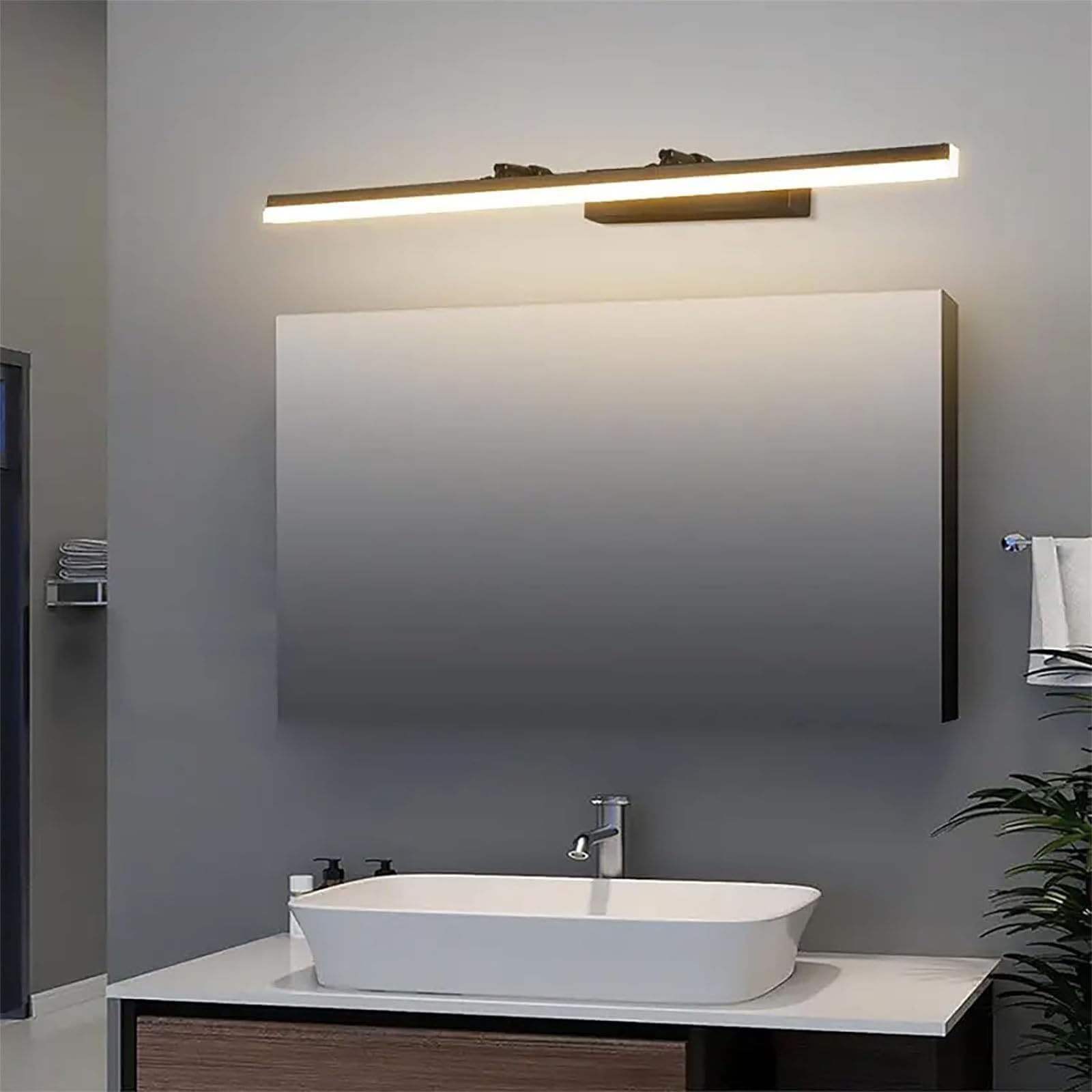 JYBNBBE Wall Sconce Lights Indoor LED Wall Lamp with Retractable Rod 180° Adjustable Modern Vanity 3000K/6000K Mirror Iron Acrylic for Bathroom