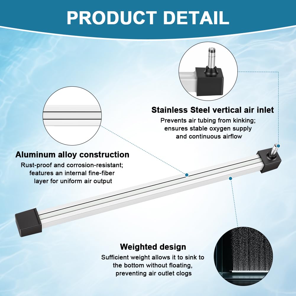AXFEE Diffuseur Air Aquarium, 15-55cm Bulleur Aquarium Pierre à Air | 55cm Bubble d'aquarium Calme, Alliage d'aluminium,Long Strip Bar Pierre Diffuseur Air Aquarium pour Eau Douce,Eau Salée(2PCS)
