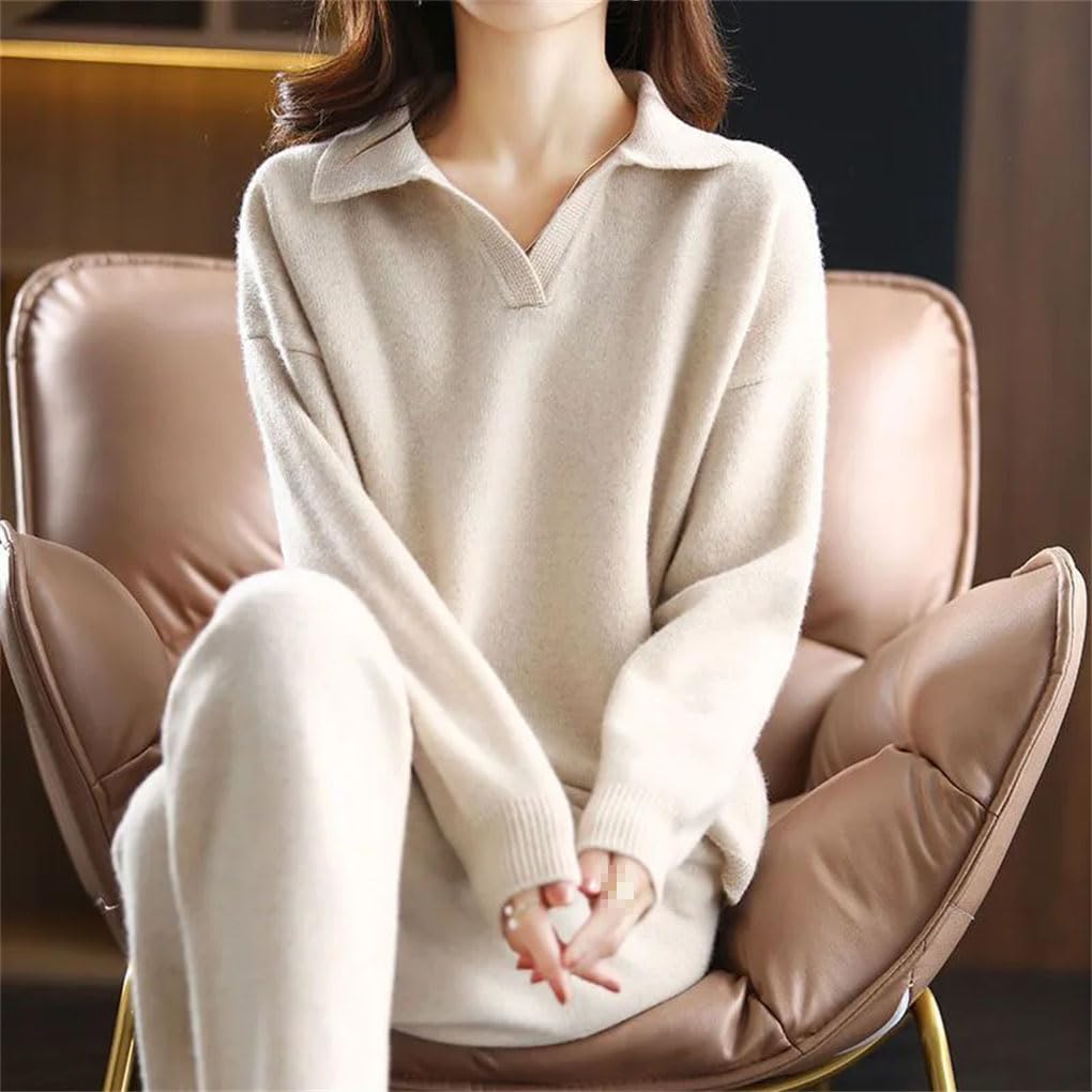 keusyoi Costume D'hiver En Cachemire Pour Femme, Pull Ample, Pantalon À Jambes Larges, Ensemble Deux Pièces En Laine Tricotée