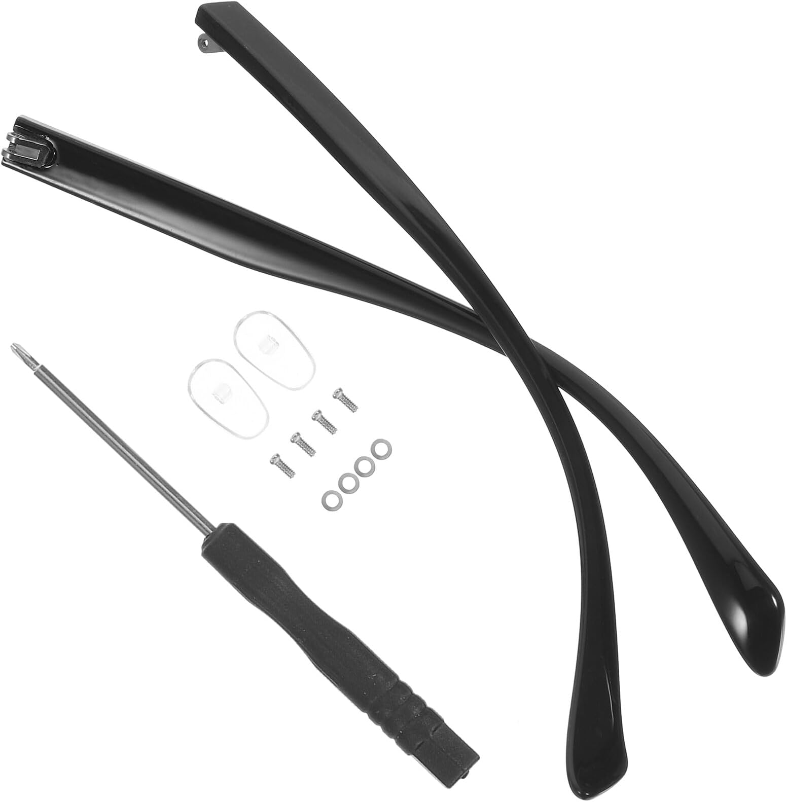 Metal Eyeglass Arms Replacement 1 Pair Sturdy Eyeglasses Temple Legs for Sunglasses Repair Kit Double-Toothed Design, Universal Fit for Everyday Use (Black)