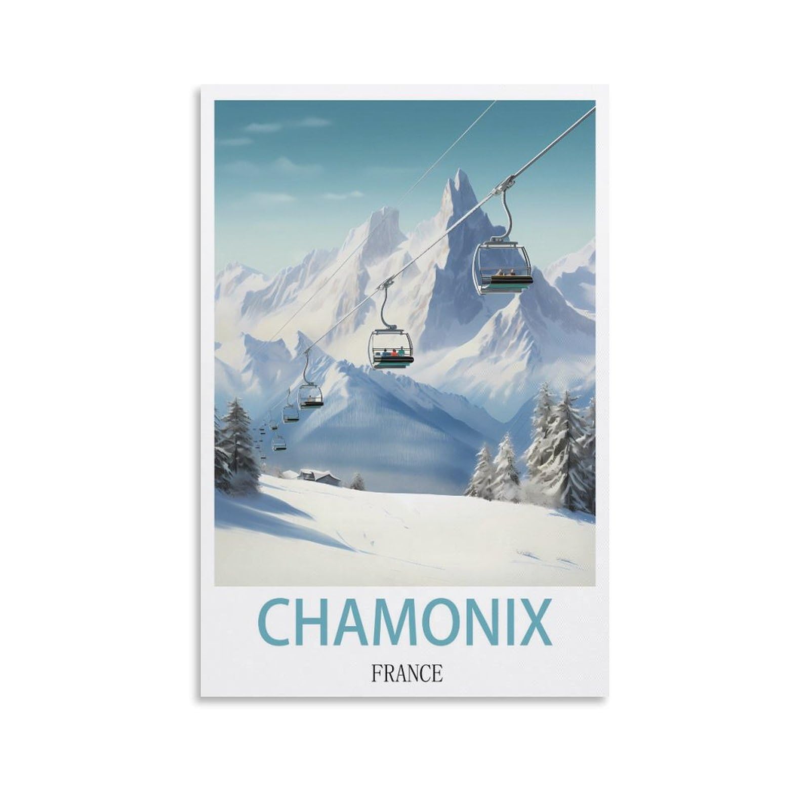 Cyyhgee Unframe-Style Chamonix France Vintage Travel Poster 20X30inch(50X75cm) Canvas Poster Wall Art Living Room Home Decor