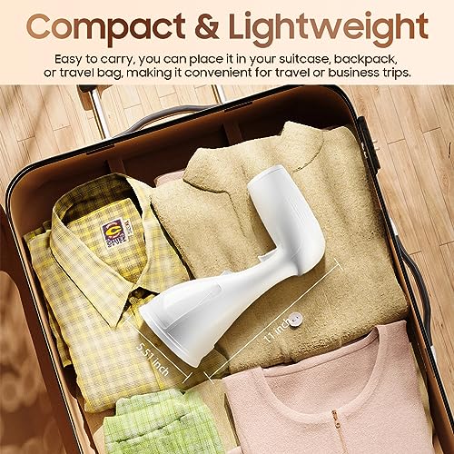 Image of Portable Handheld Steamer for Clothes - 1350W Hand Held Clothes Steamer 15S Fast Heat-up, Heat-Resistant Steam Iron Remove Wrinkles for All Fabrics, 300ml Tank for Travel /Hotel