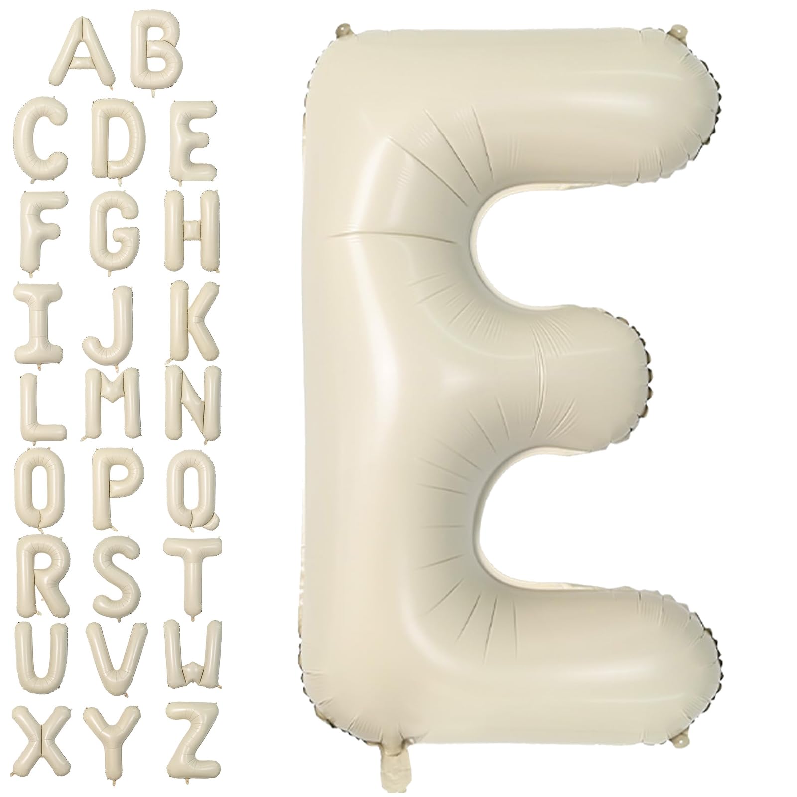 Letter Balloons Beige,40 Inch Letter E Balloons,A-Z Alphabet Name Foil Balloons,Big Single Cream Aluminum E Word Balloons Helium for Birthday,Anniversary,Baby Shower,Wedding Party Supplies Decorations