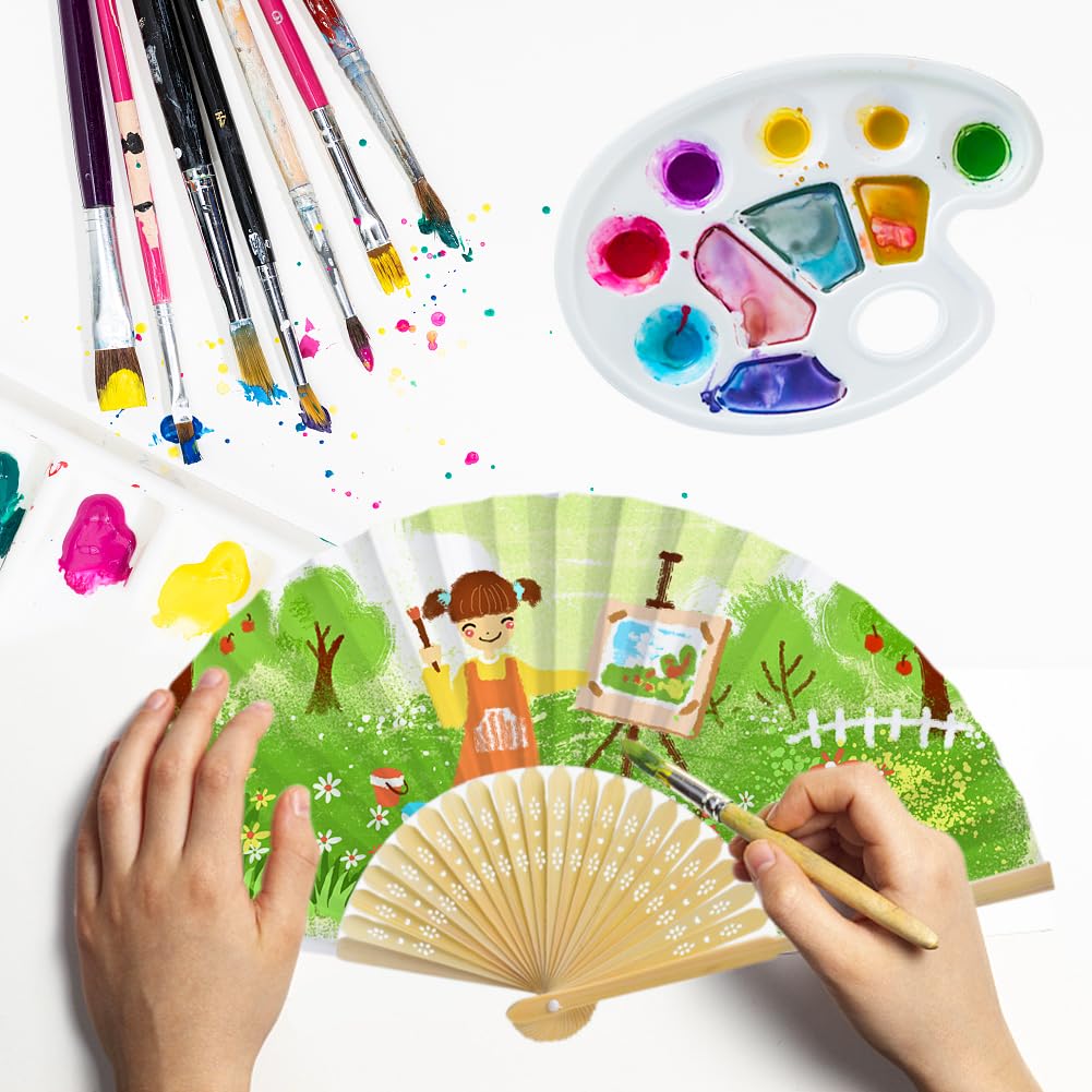 100 Stück Fächer Hochzeit Weiß, Handfächer für Sommer Party DIY | Bambus Papierfächer Personalisiert, Gäste Geschenk Fächer für Hochzeit
