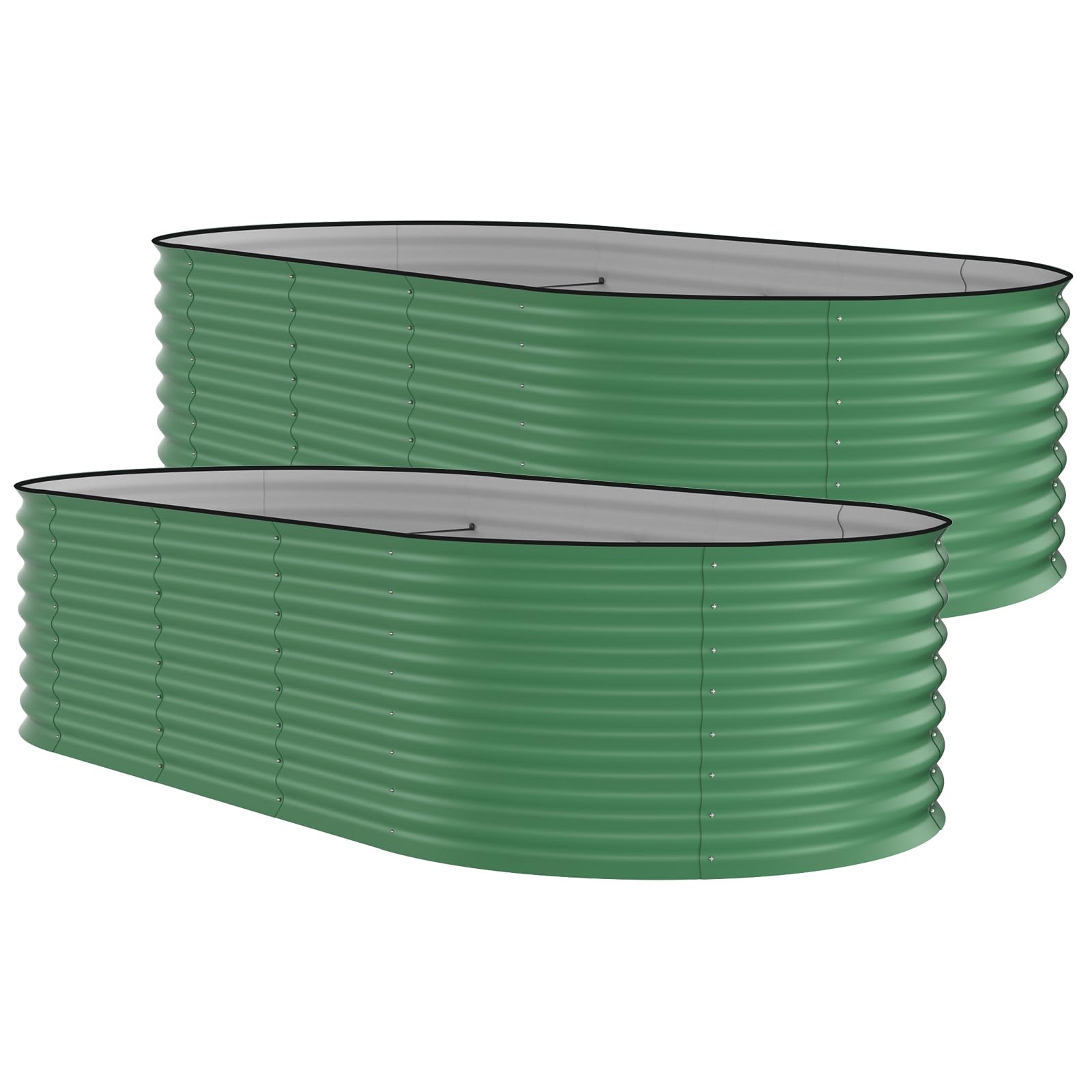 Aptliton Galvanized Steel Raised Garden Bed - 8x4x2ft Heavy Duty Outdoor Planter Box, Rust-Resistant, Open-Bottom, Safety Edges - Green with Anti-Cut Strips, 240x120x60cm — image 1