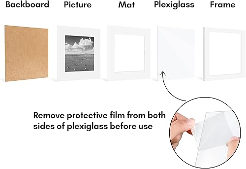 Vista 588 de Americanflat Portarretratos de 8 x 12 pulgadas con plexiglás pulido, juego de 2 portarretratos de 6 x 8 pulgadas con paspartú o para fotos de 8 x 12