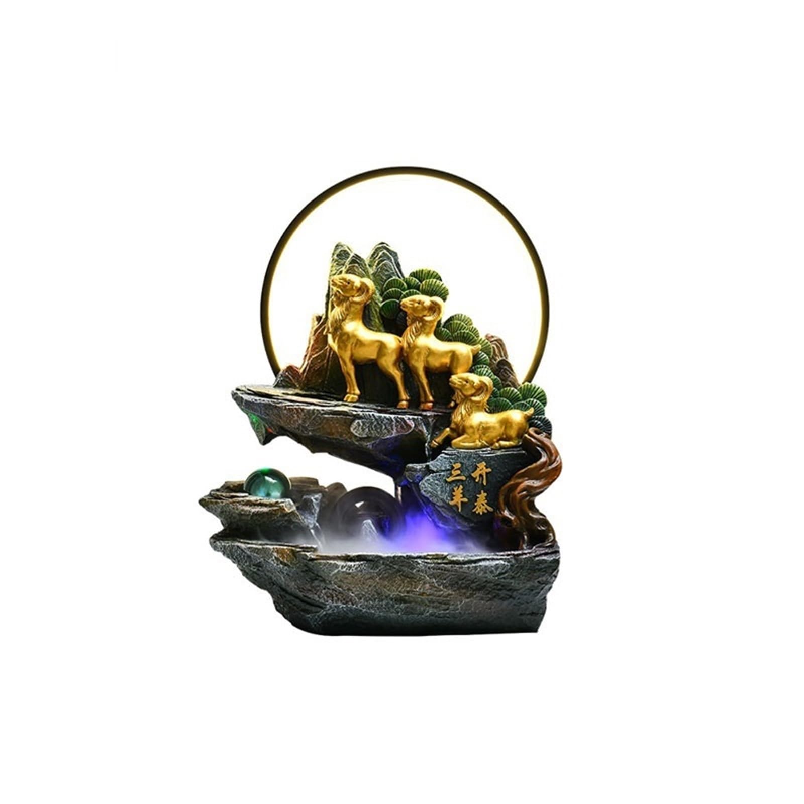 water feature Indoor Tabletop Rockery fountain Feng Shui Meditation Relaxation Desktop Fountain(Small)