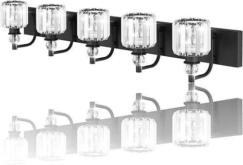 Miniatura 80 de Ralbay - Luces de baño de cristal negro 3 luces, accesorios de iluminación de tocador de baño de cristal, modernas luces de pared de baño de espejo