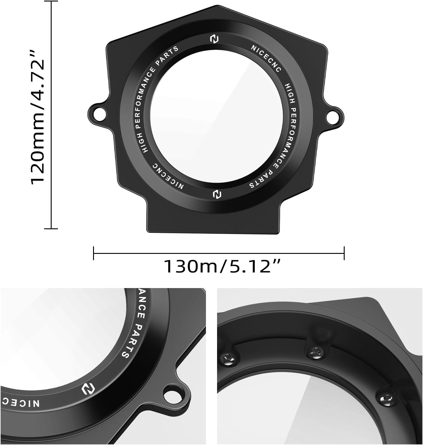 NICECNC Black ATV Cam Cover Compatible with Yamaha Raptor YFM 700 2006-2026, Raptor 700 R/SE 2009-2026, Replacement for 1S3-11185-00-00, 1S3-11185-10-00 Clear Camshaft Cover