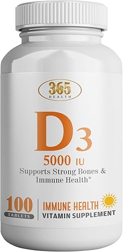Vitamina D3, vitamina D 5000 UI ayuda a apoyar la salud inmunológica, huesos y dientes fuertes y función muscular, 125% del valor diario de vitamina