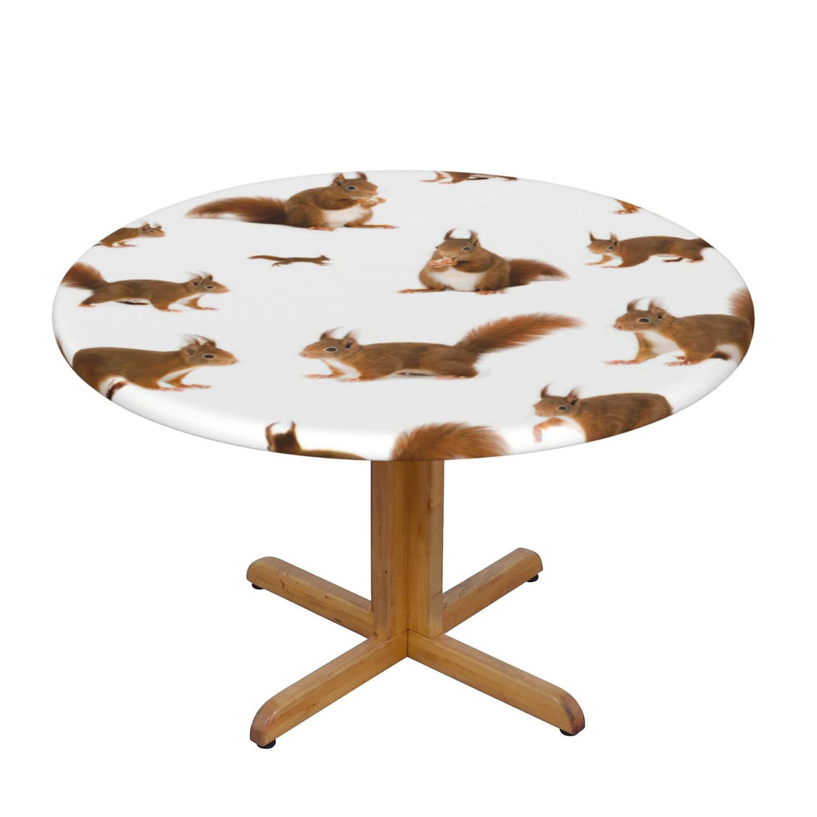Cute Squirrel Print Wipe Clean Oval Tablecloth Stain-Resistant Dining Table Accessories Table Protector For Home
