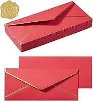 Vista 10 de Paquete de 50 sobres de negocios #10 con borde dorado, sobres estándar autosellados con calcomanías doradas para oficina, cheques, correo de cartas