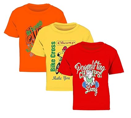 kiddeo Kids Boys Tshirts(Pack of 3) (5pcs_Rd_yl_Or)