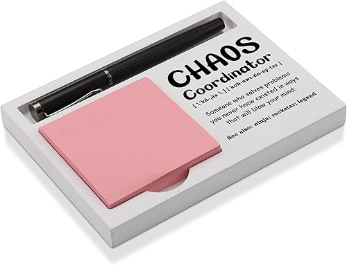 Chaos Coordinator Desk Note Holder Funny Gift for Coworker Boss Assistant, White