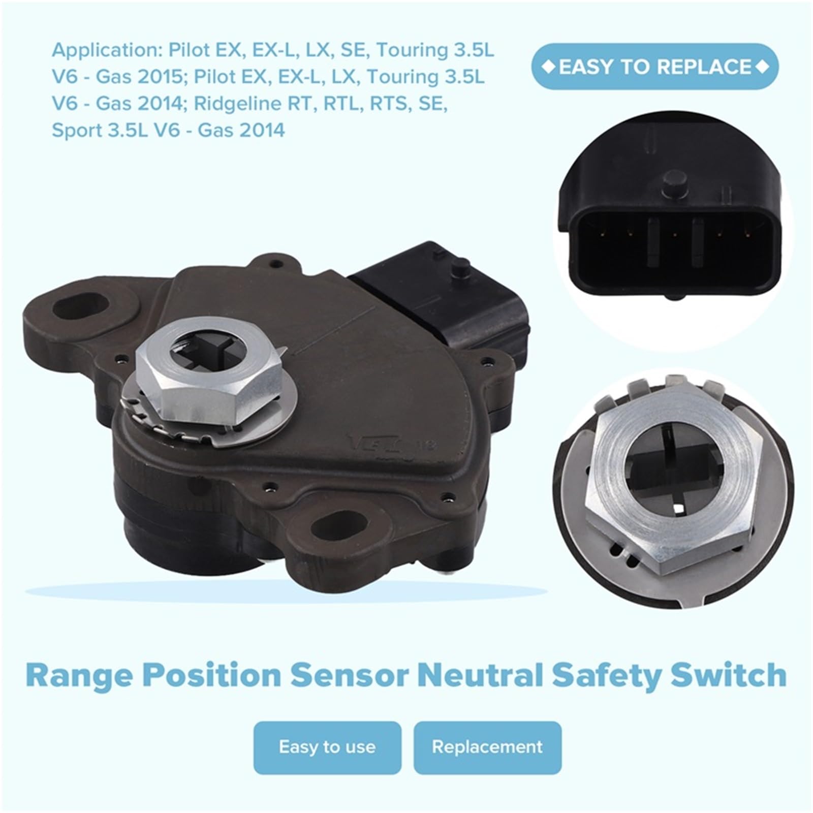 Interruptor De Seguridad De Punto Muerto Interruptor de seguridad neutral universal Compatible con Honda Accord Crosstour Odyssey, interruptor de transmisión 28900-RYF-013 28900-RYF-0