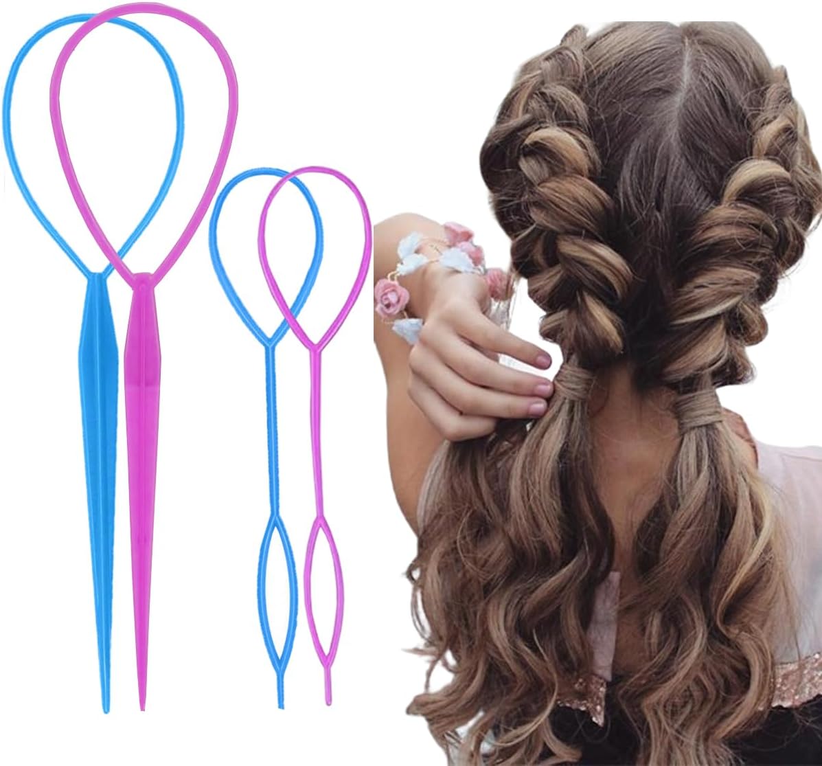 Vrose Flosi Topsy Tail Hair Tool Hair Pull Through Tool Hair Loop Styling Tool – Ponytail Maker French Braid Loop For Hair Styling Gifts For Women Who Have Everything – Braiding Hair Supplies