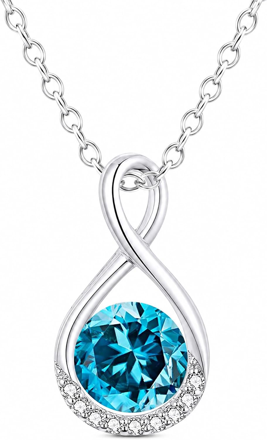 Genuine Birthstone Infinity Necklace for Women, Birthday Gifts for Her, Minimalism Style Jewelry for Everyday Wear