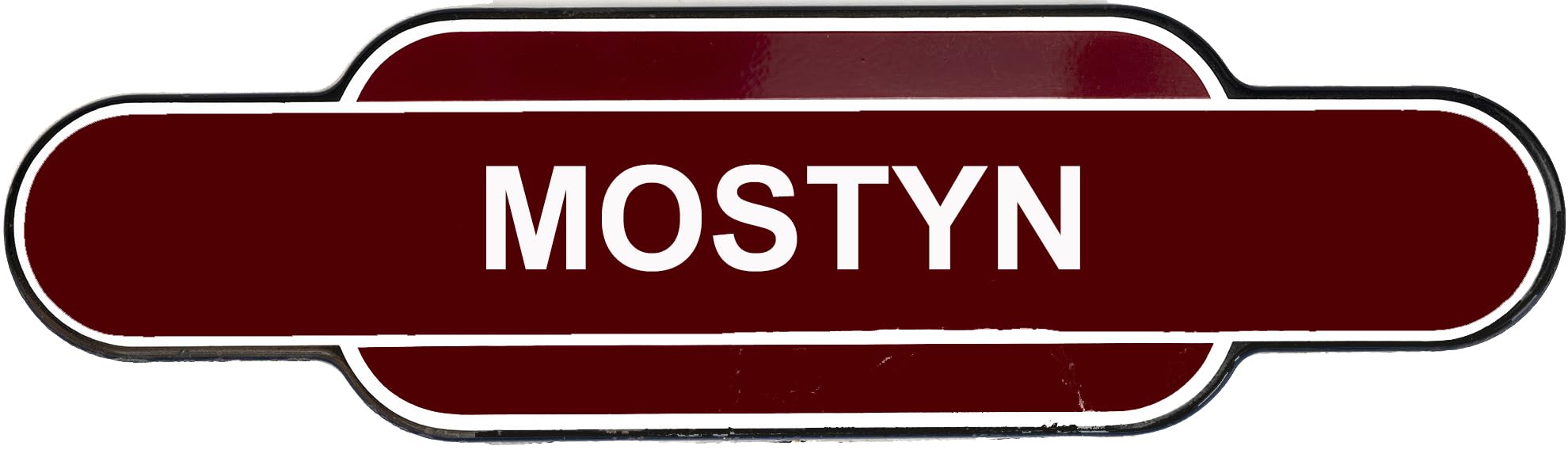 Railway Station Totem Sign, Stations Or Personalised Metal, Multiple Colours and Sizes, Rust-Proof (405X105 MM, MOSTYN)