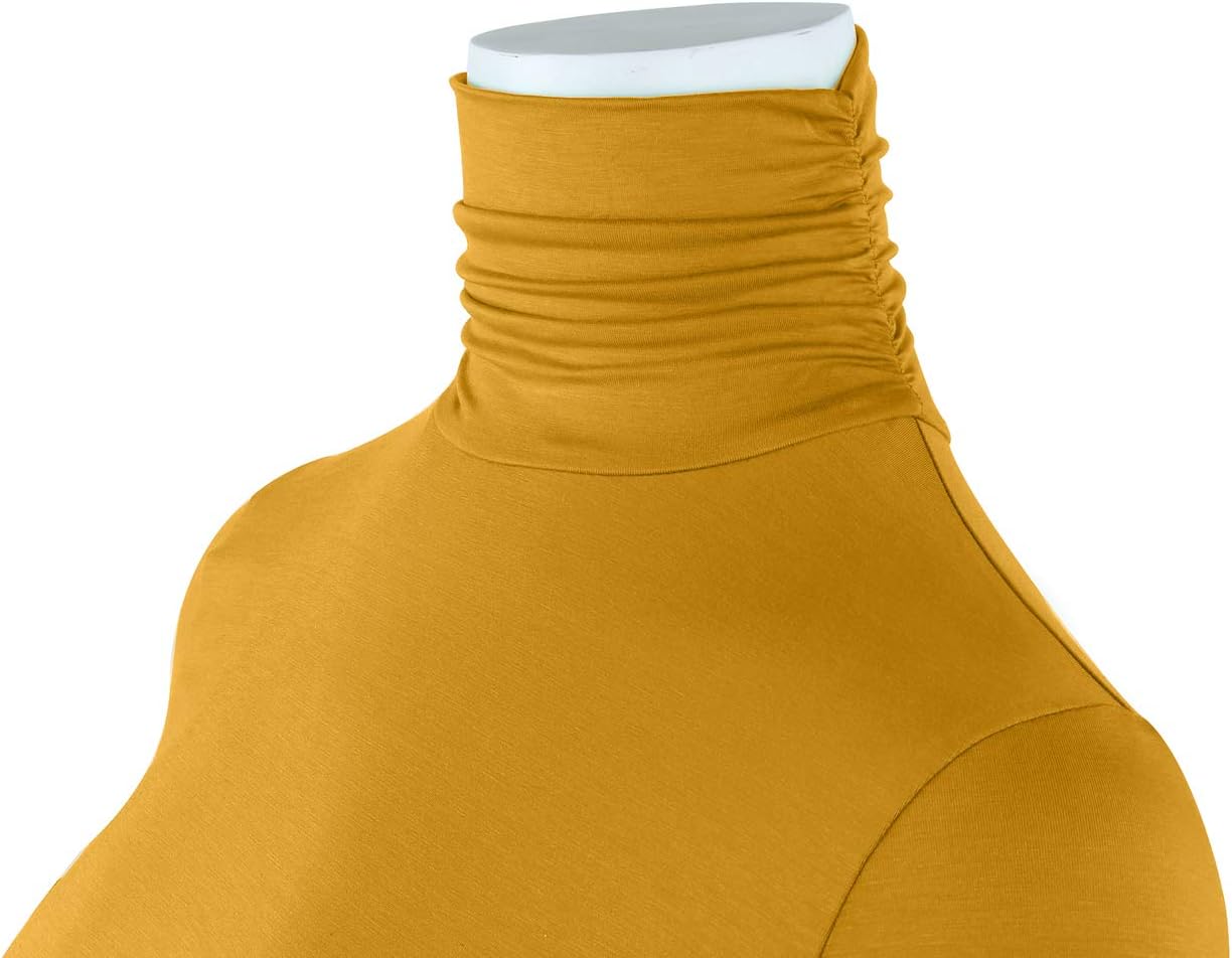 AUHEGN Women's Long Sleeve Lightweight Turtleneck Top Slim Fit Pullover T-Shirt (S-XXL) - Image 5