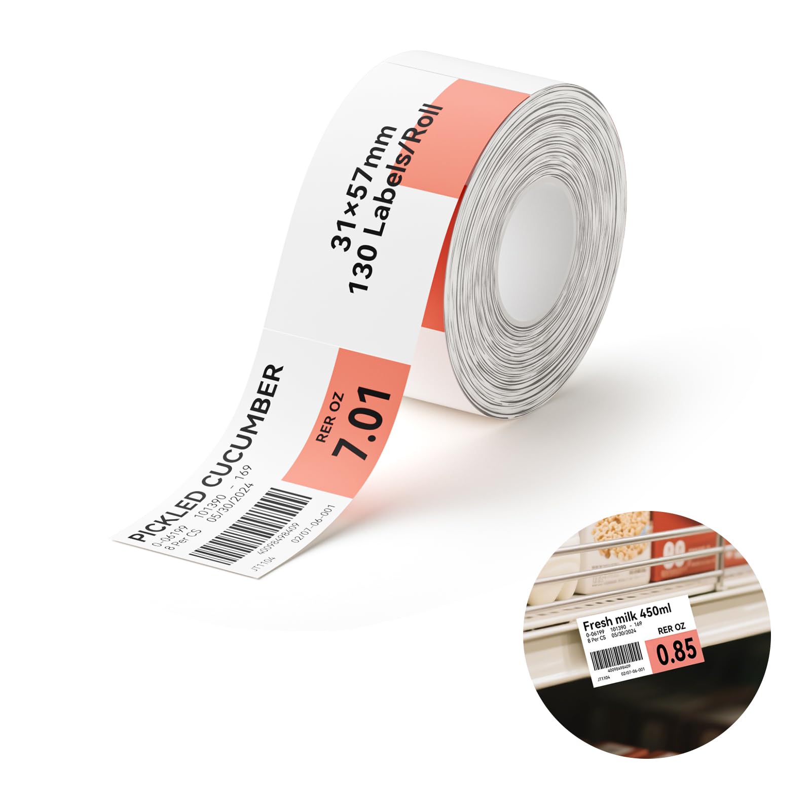 NIIMBOT M2/M3 Thermal Transfer Label Roll 31x57mm (1.22''x2.24'') 130 Labels/Roll,Only for M2 Label Maker, PET Material,Waterproof and High-Temperature Resistance,Long Storage Time,ShelfTag